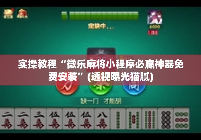 实操教程“微乐麻将小程序必赢神器免费安装”(透视曝光猫腻)