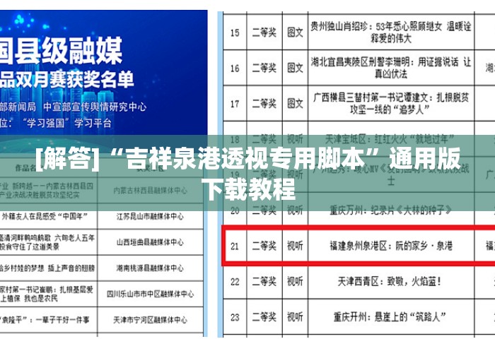 [解答]“吉祥泉港透视专用脚本”通用版下载教程