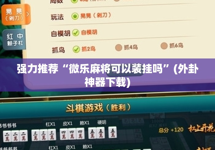 强力推荐“微乐麻将可以装挂吗”(外卦神器下载)