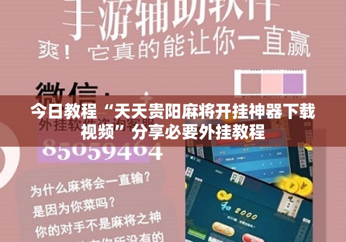 今日教程“天天贵阳麻将开挂神器下载视频	”分享必要外挂教程