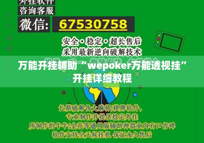 万能开挂辅助“wepoker万能透视挂	”开挂详细教程
