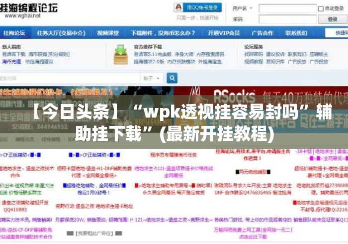 【今日头条】“wpk透视挂容易封吗”辅助挂下载	”(最新开挂教程)