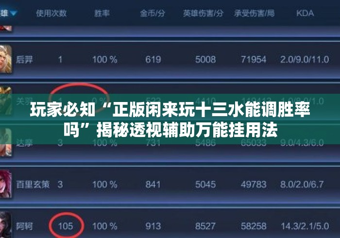 玩家必知“正版闲来玩十三水能调胜率吗	”揭秘透视辅助万能挂用法
