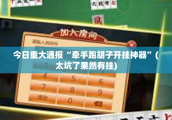 今日重大通报“牵手跑胡子开挂神器”(太坑了果然有挂)