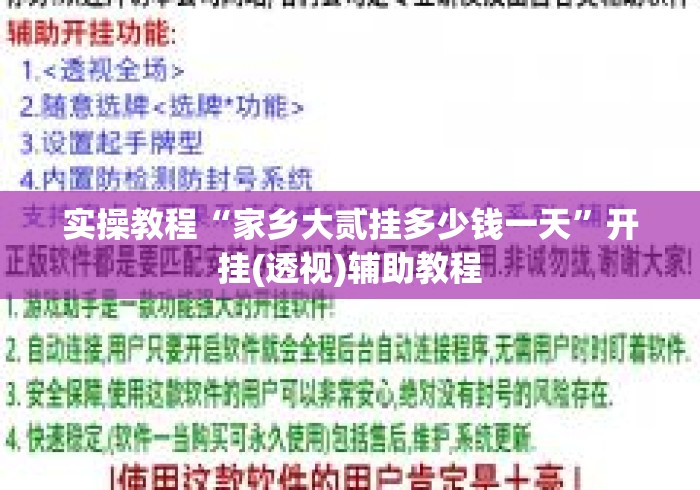 实操教程“家乡大贰挂多少钱一天	”开挂(透视)辅助教程