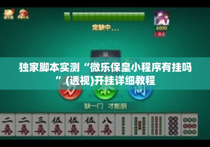 独家脚本实测“微乐保皇小程序有挂吗”(透视)开挂详细教程