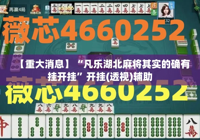 【重大消息】“凡乐湖北麻将其实的确有挂开挂”开挂(透视)辅助