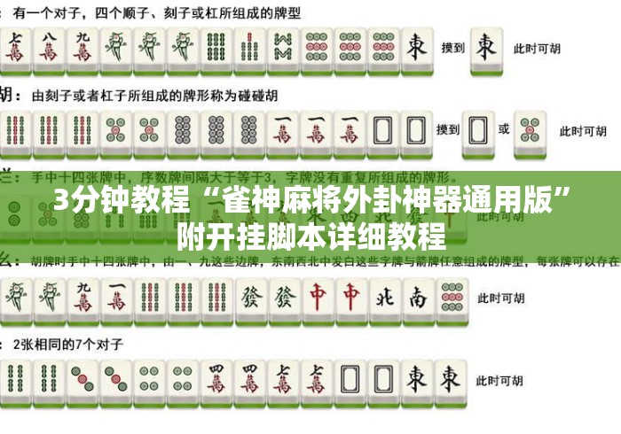 3分钟教程“雀神麻将外卦神器通用版	”附开挂脚本详细教程