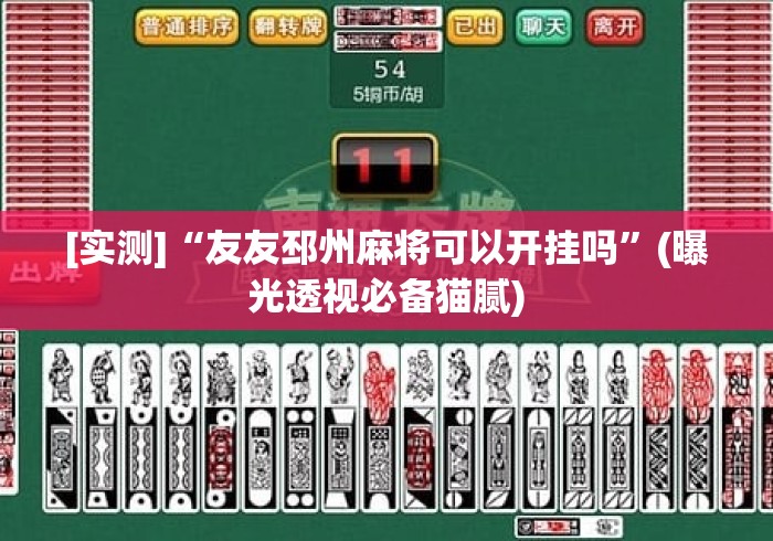 [实测]“友友邳州麻将可以开挂吗”(曝光透视必备猫腻)