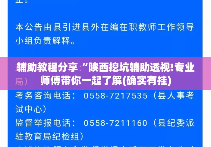 辅助教程分享“陕西挖坑辅助透视!专业师傅带你一起了解(确实有挂)