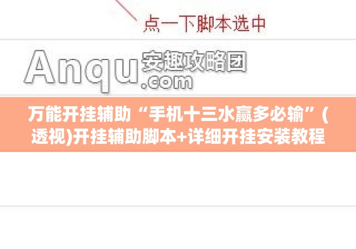 万能开挂辅助“手机十三水赢多必输”(透视)开挂辅助脚本+详细开挂安装教程