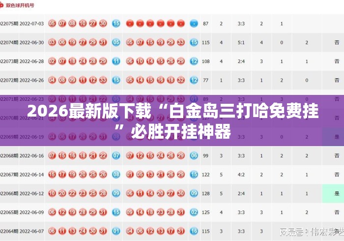 2026最新版下载“白金岛三打哈免费挂”必胜开挂神器