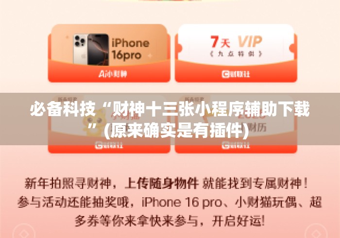 必备科技“财神十三张小程序辅助下载”(原来确实是有插件) 