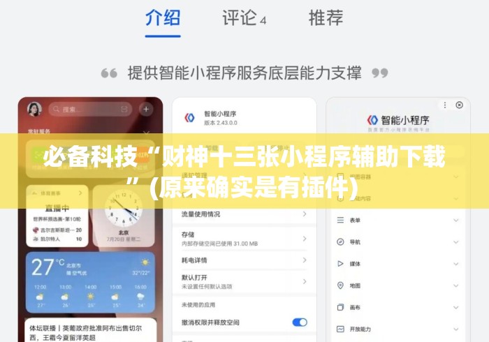 必备科技“财神十三张小程序辅助下载	”(原来确实是有插件) 