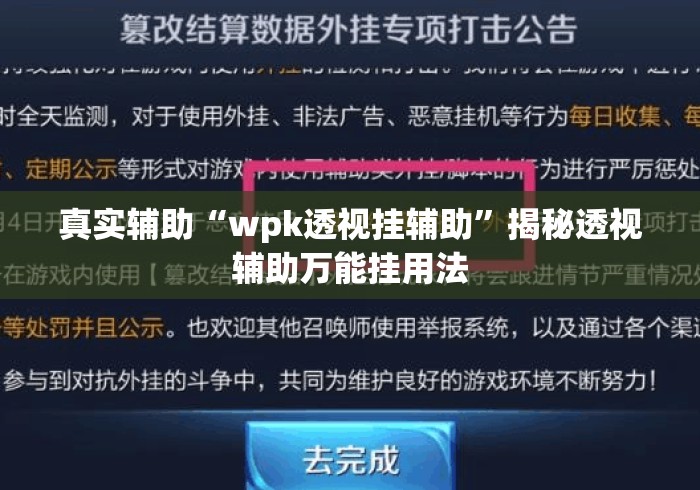 真实辅助“wpk透视挂辅助”揭秘透视辅助万能挂用法